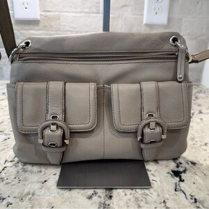 Tiganello EUC Gray Leather Crossbody Bag